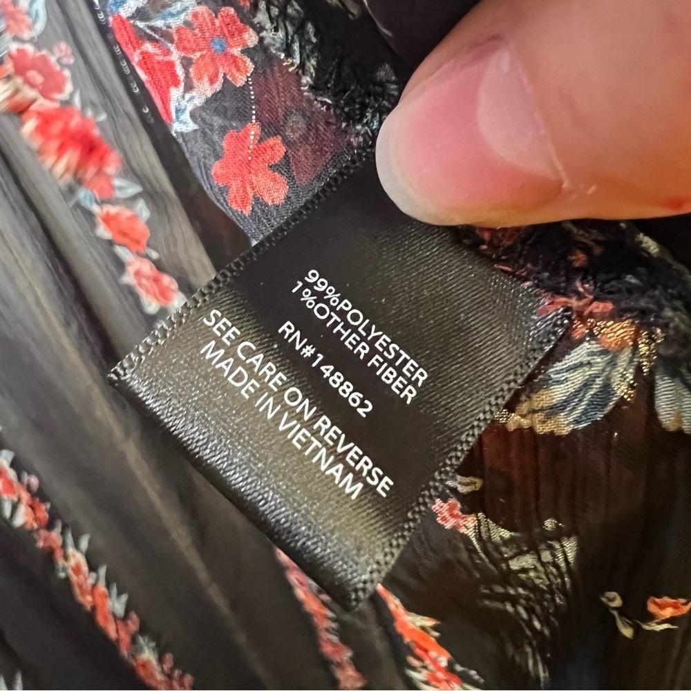 Torrid Lurex Chiffon Tie-Front Maxi Floral Kimono Multi Size 3 Paisley Black - Picture 4 of 10